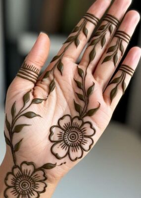 Royal Front Hand Mehndi Design looks stunning with dark henna color