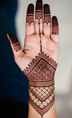 Royal Front Hand Mehndi Design matches perfectly with bridal jewelry