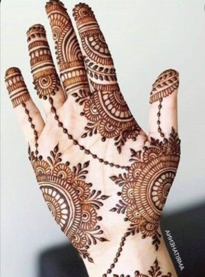Royal Mehndi Design matches well with bridal jewelry