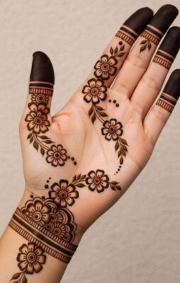 Simple Mehndi Design can be paired with traditional outfits
