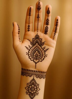 Simple Mehndi Design is easy to draw and quick to apply