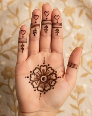 Simple Mehndi Design is ideal for front hand decoration