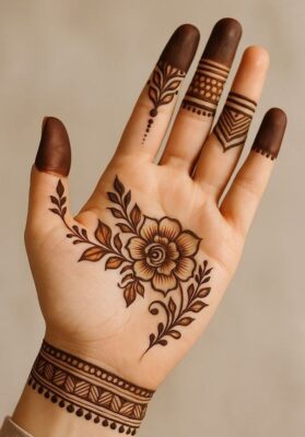 Simple Mehndi Design looks beautiful with minimal patterns