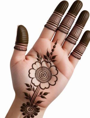 Basic Easy Front Hand Simple Mehndi Design adds charm to festive seasons
