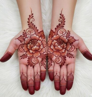 Basic Easy Front Hand Simple Mehndi Design is easy to practice at home