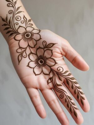 Basic Easy Front Hand Simple Mehndi Design is simple but impressive