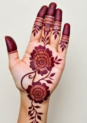 Basic Easy Front Hand Simple Mehndi Design is suitable for engagement ceremonies