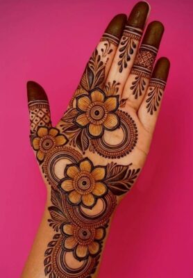 Brides usually choose a detailed Full Hand Mehndi Design for their big day