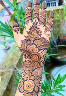 Full Hand Mehndi Design includes floral and paisley motifs
