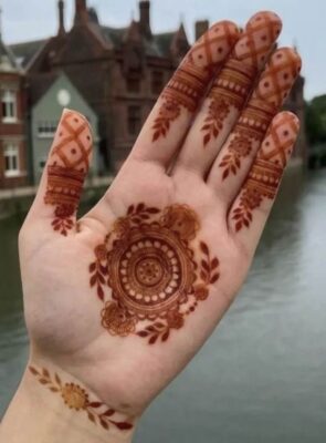 Palm Mehndi Design is ideal for front hand decoration