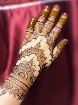 Stylish Back Hand Mehndi Design enhances the beauty of the back hand